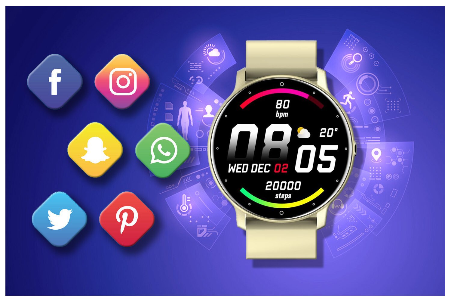 SMARTWATCH UNISEX GRAVITY GT1-6 - PULSOMETRAS, savasis ciferblatas (sg015f) - Image 6